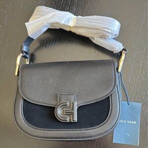 Cole Haan Black Crossbody Bag with Metallic Clasp